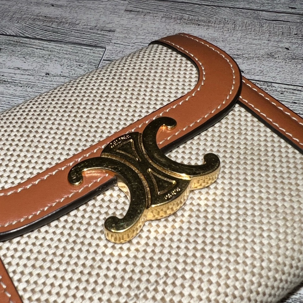 Celine Natural Canvas Leather Small Triomphe Wallet - Picture 16 of 16